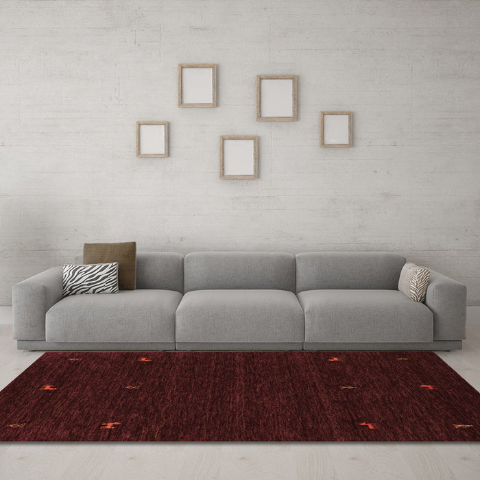 Machine Washable Abstract Orange Contemporary Area Rugs in a Living Room, wshcon920org