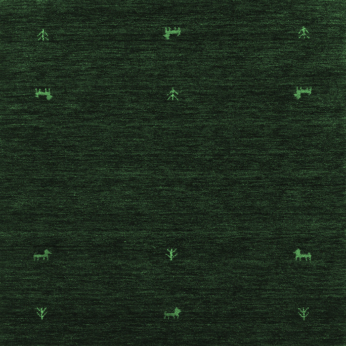 Square Machine Washable Abstract Emerald Green Contemporary Area Rugs, wshcon920emgrn
