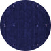 Round Abstract Blue Contemporary Rug, con920blu