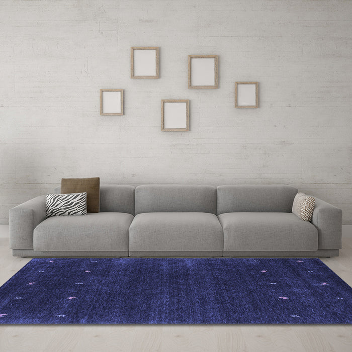 Machine Washable Abstract Blue Contemporary Rug in a Living Room, wshcon921blu