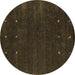 Round Abstract Brown Contemporary Rug, con921brn