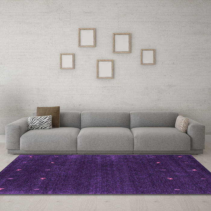 Machine Washable Abstract Purple Contemporary Area Rugs in a Living Room, wshcon921pur