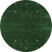 Round Abstract Emerald Green Contemporary Rug, con921emgrn