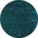 Round Abstract Light Blue Contemporary Rug, con921lblu