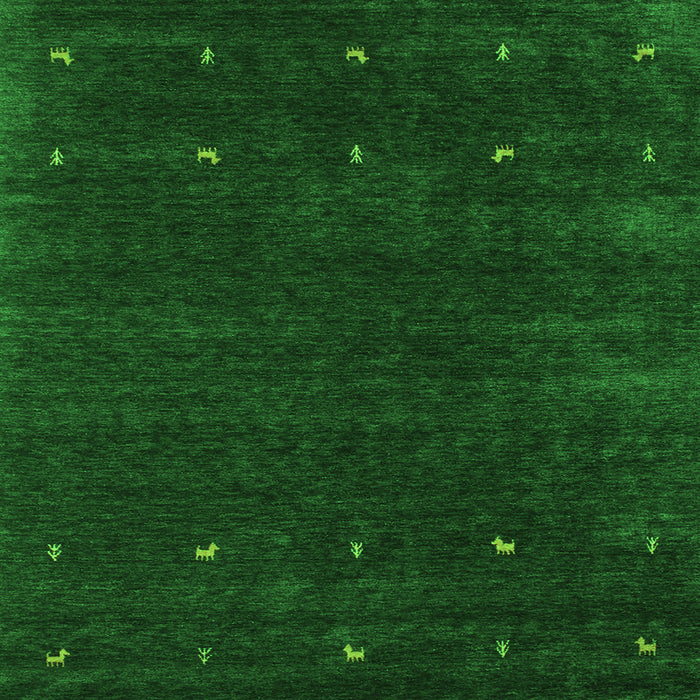 Round Machine Washable Abstract Green Contemporary Area Rugs, wshcon921grn