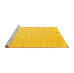 Sideview of Machine Washable Solid Yellow Modern Rug, wshcon922yw