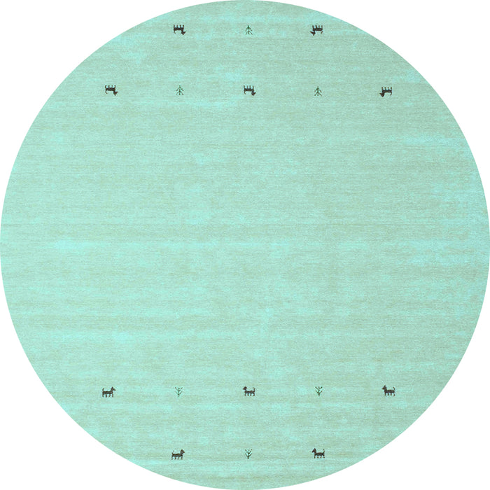 Round Solid Light Blue Modern Rug, con922lblu