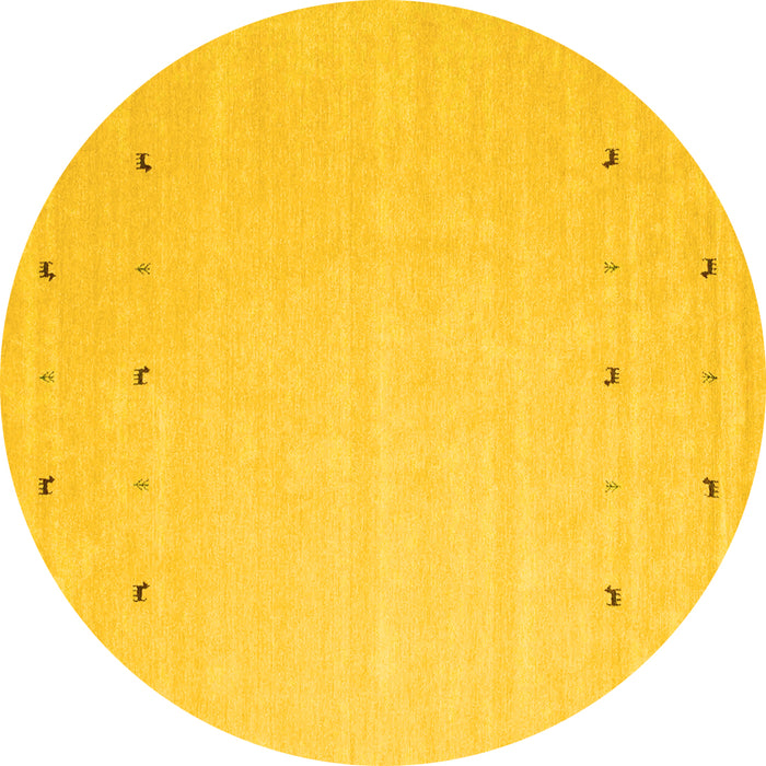 Round Solid Yellow Modern Rug, con922yw