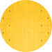 Round Solid Yellow Modern Rug, con922yw