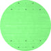 Round Machine Washable Solid Emerald Green Modern Area Rugs, wshcon922emgrn