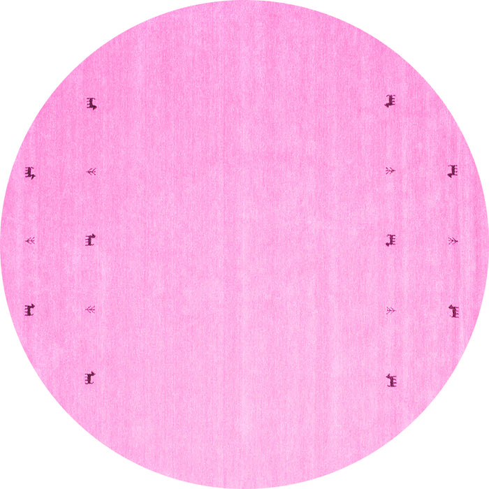 Round Machine Washable Solid Pink Modern Rug, wshcon922pnk