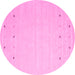 Round Machine Washable Solid Pink Modern Rug, wshcon922pnk