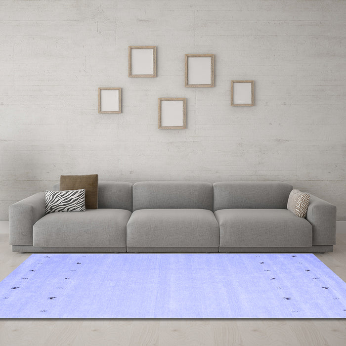 Machine Washable Solid Blue Modern Rug in a Living Room, wshcon922blu