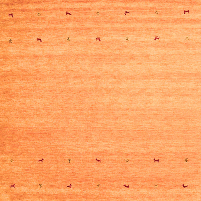 Round Machine Washable Abstract Orange Contemporary Area Rugs, wshcon923org