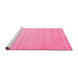 Sideview of Machine Washable Abstract Pink Contemporary Rug, wshcon923pnk