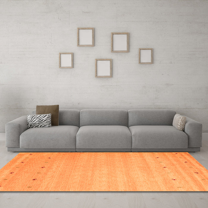 Machine Washable Abstract Orange Contemporary Area Rugs in a Living Room, wshcon923org
