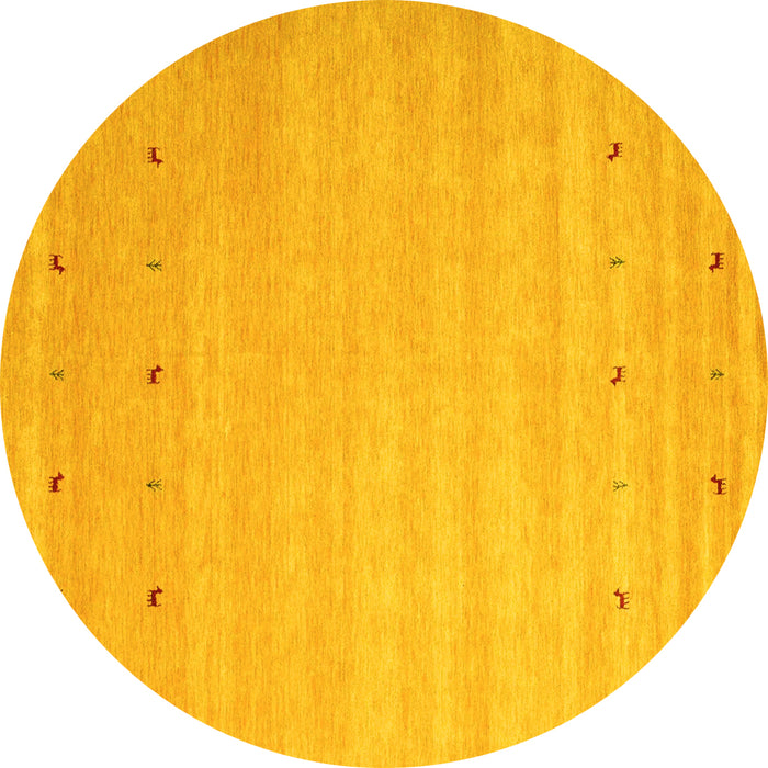 Round Abstract Yellow Contemporary Rug, con923yw