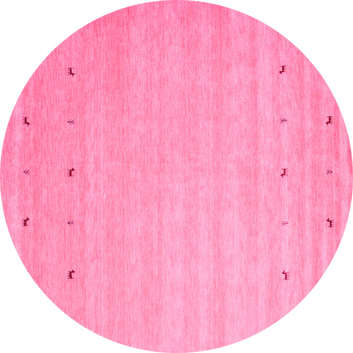 Round Machine Washable Abstract Pink Contemporary Rug, wshcon923pnk