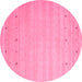 Round Machine Washable Abstract Pink Contemporary Rug, wshcon923pnk