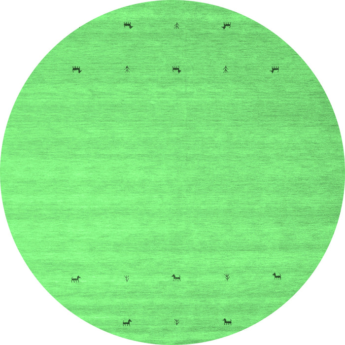 Round Abstract Emerald Green Contemporary Rug, con923emgrn