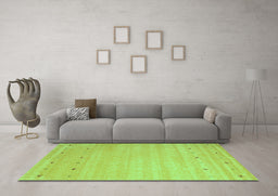 Machine Washable Abstract Turquoise Contemporary Area Rugs in a Living Room,, wshcon923turq