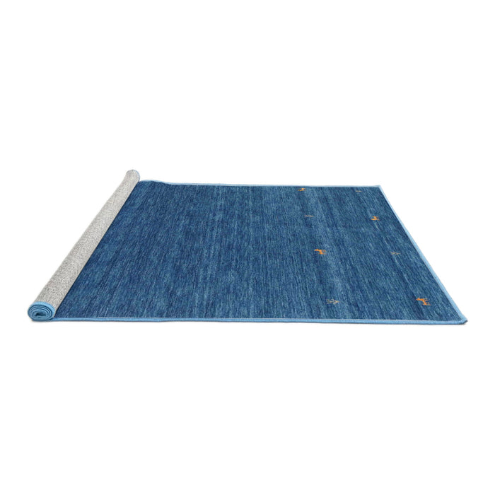 Serging Thickness of Machine Washable Contemporary Blue Rug, wshcon924