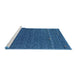 Serging Thickness of Machine Washable Contemporary Blue Rug, wshcon924