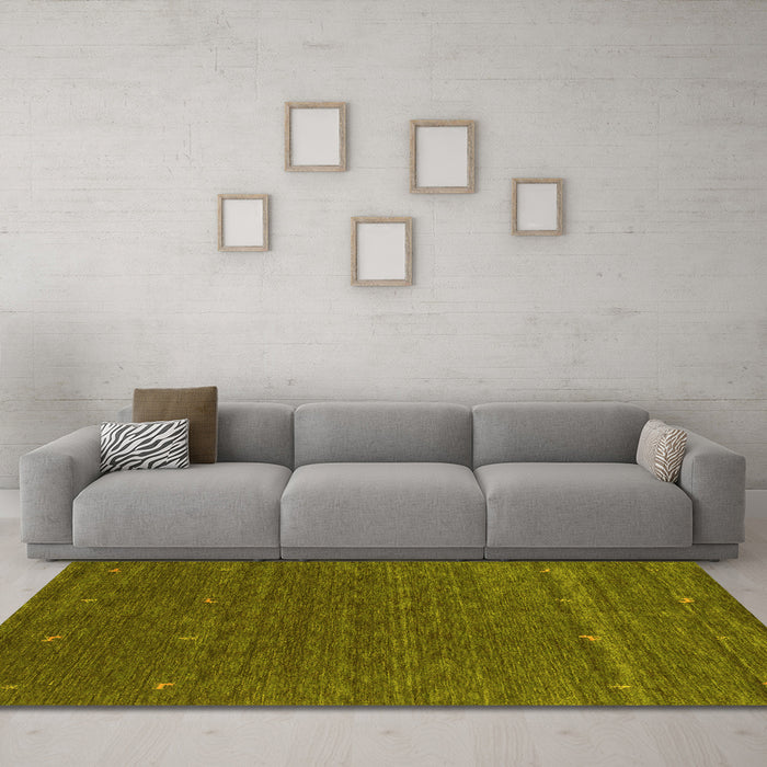 Machine Washable Abstract Yellow Contemporary Rug in a Living Room, wshcon924yw