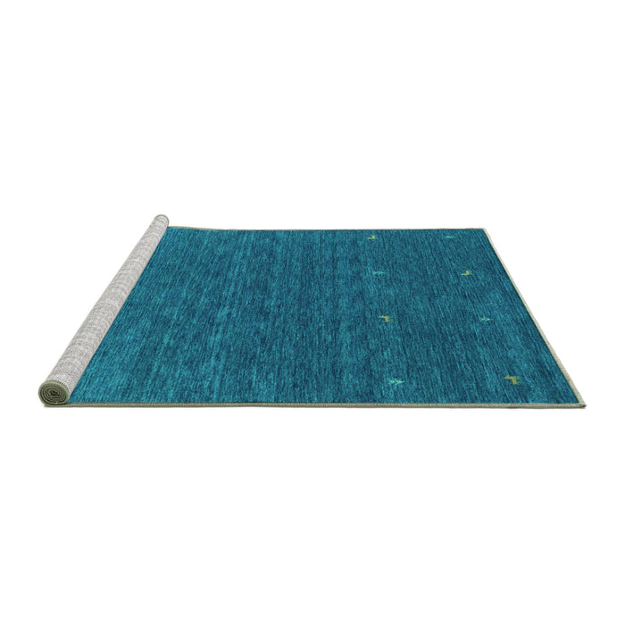 Sideview of Machine Washable Abstract Turquoise Contemporary Area Rugs, wshcon924turq