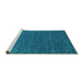 Sideview of Machine Washable Abstract Turquoise Contemporary Area Rugs, wshcon924turq