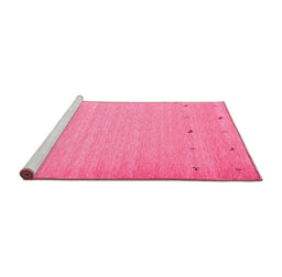 Sideview of Machine Washable Abstract Pink Contemporary Rug, wshcon925pnk