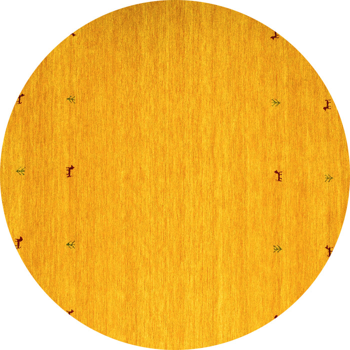 Round Machine Washable Abstract Yellow Contemporary Rug, wshcon925yw