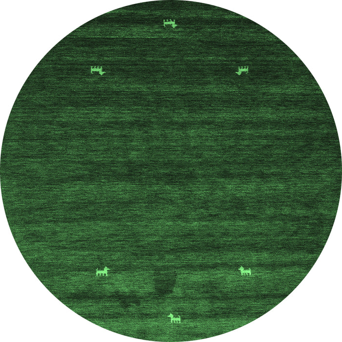 Round Machine Washable Abstract Emerald Green Contemporary Area Rugs, wshcon926emgrn