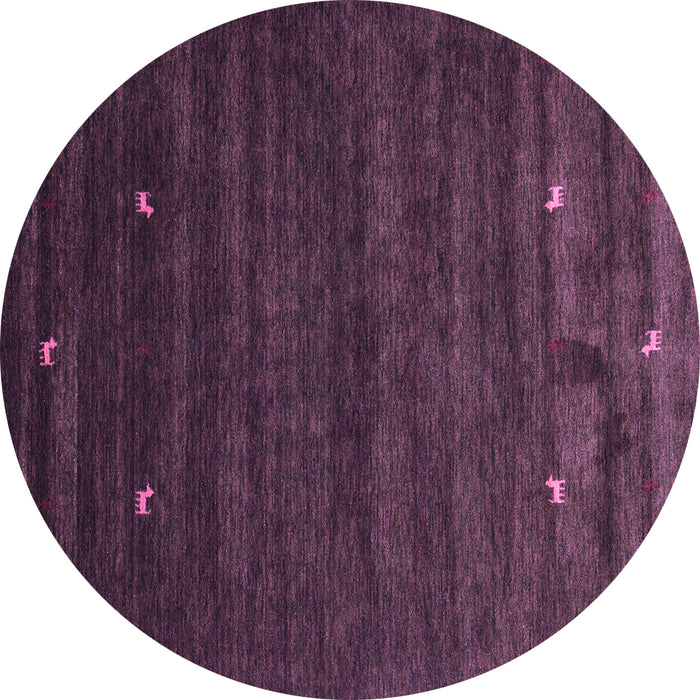 Round Abstract Purple Contemporary Rug, con926pur