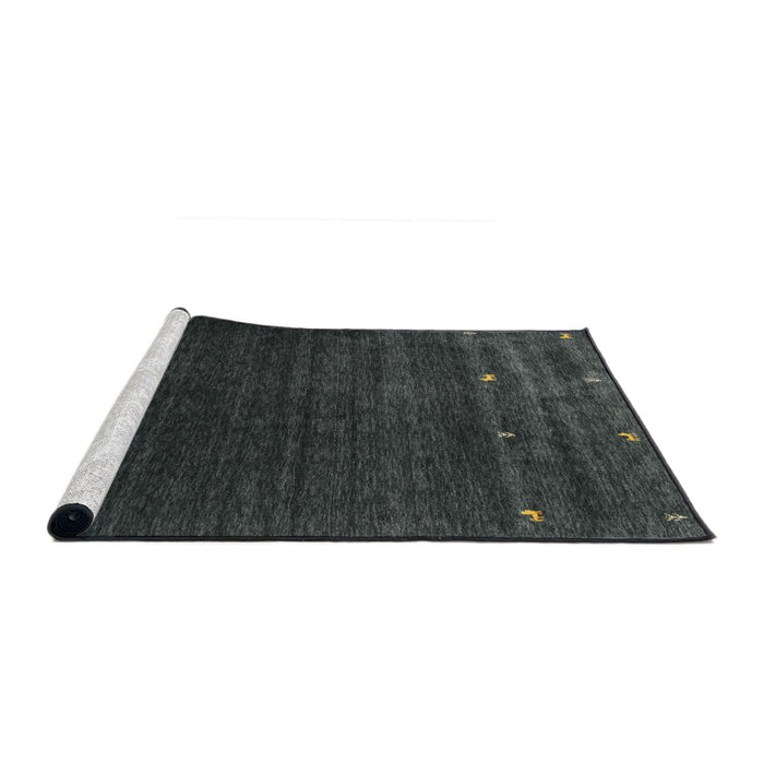 Serging Thickness of Machine Washable Contemporary Light Black Rug, wshcon927