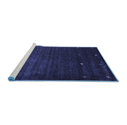 Sideview of Machine Washable Abstract Blue Contemporary Rug, wshcon927blu