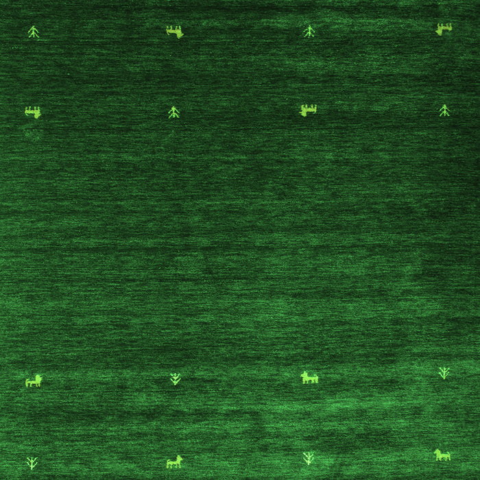 Serging Thickness of Abstract Green Contemporary Rug, con927grn