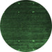 Round Abstract Emerald Green Contemporary Rug, con927emgrn