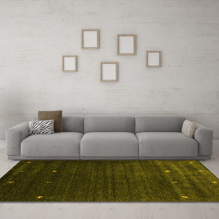 Machine Washable Abstract Yellow Contemporary Rug in a Living Room, wshcon927yw