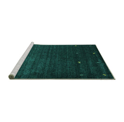 Sideview of Machine Washable Abstract Turquoise Contemporary Area Rugs, wshcon927turq