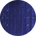 Round Abstract Blue Contemporary Rug, con928blu