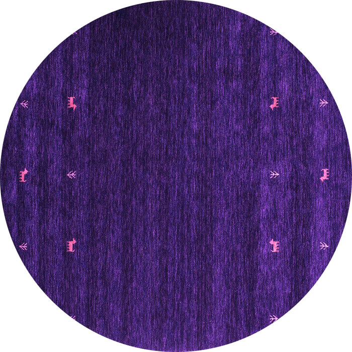 Round Abstract Purple Contemporary Rug, con928pur