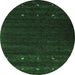 Round Abstract Emerald Green Contemporary Rug, con928emgrn