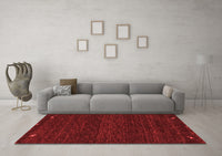 Machine Washable Abstract Red Contemporary Rug, wshcon929red