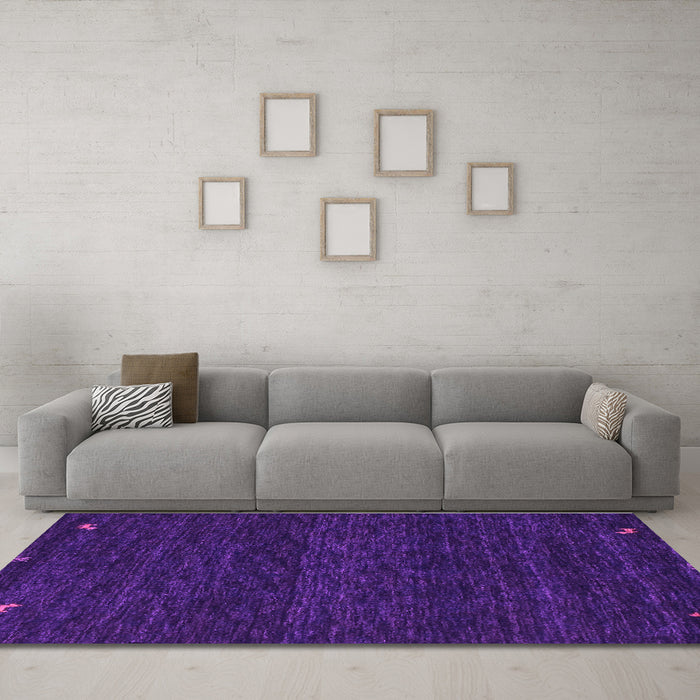 Machine Washable Abstract Purple Contemporary Area Rugs in a Living Room, wshcon929pur