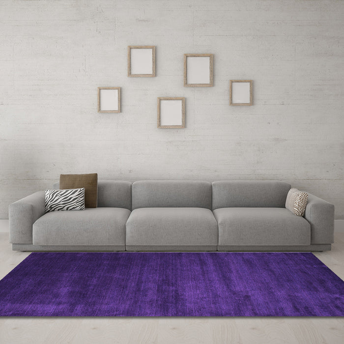 Machine Washable Abstract Purple Contemporary Area Rugs in a Living Room, wshcon92pur