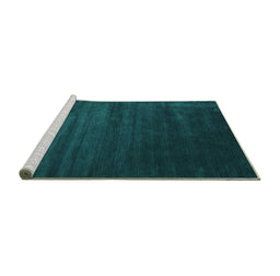 Sideview of Machine Washable Abstract Turquoise Contemporary Area Rugs, wshcon92turq