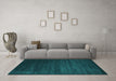 Machine Washable Abstract Turquoise Contemporary Area Rugs in a Living Room,, wshcon92turq