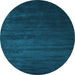 Round Abstract Light Blue Contemporary Rug, con92lblu