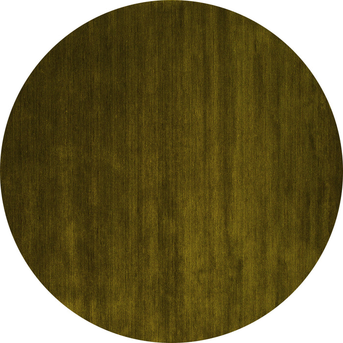 Round Abstract Yellow Contemporary Rug, con92yw